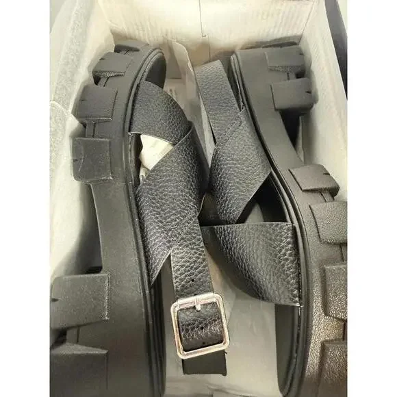 French Connection Black Chunky Platform Sandals Women’s US Size 8.5 NWB - Picture 2 of 12